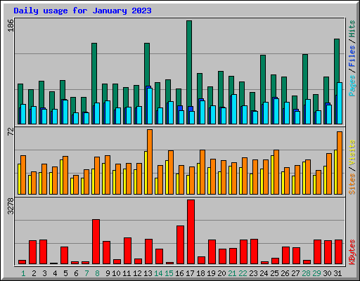 Daily usage for January 2023