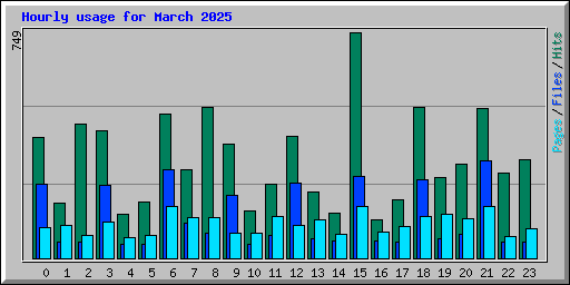 Hourly usage for March 2025